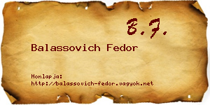 Balassovich Fedor névjegykártya